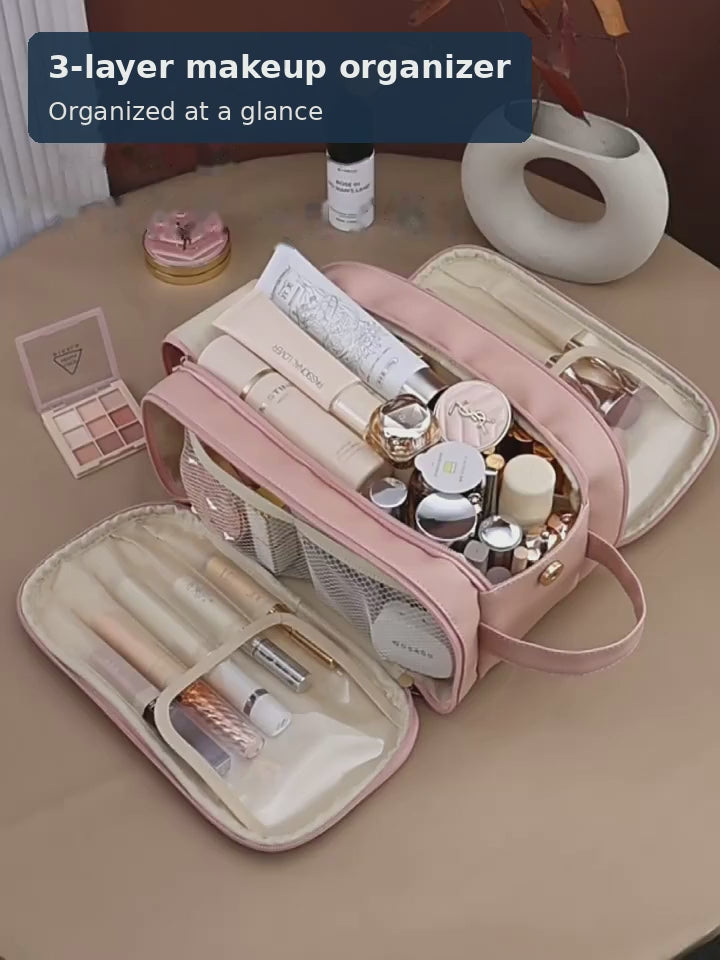 VELTORA travel makeup bag demonstration with English captions